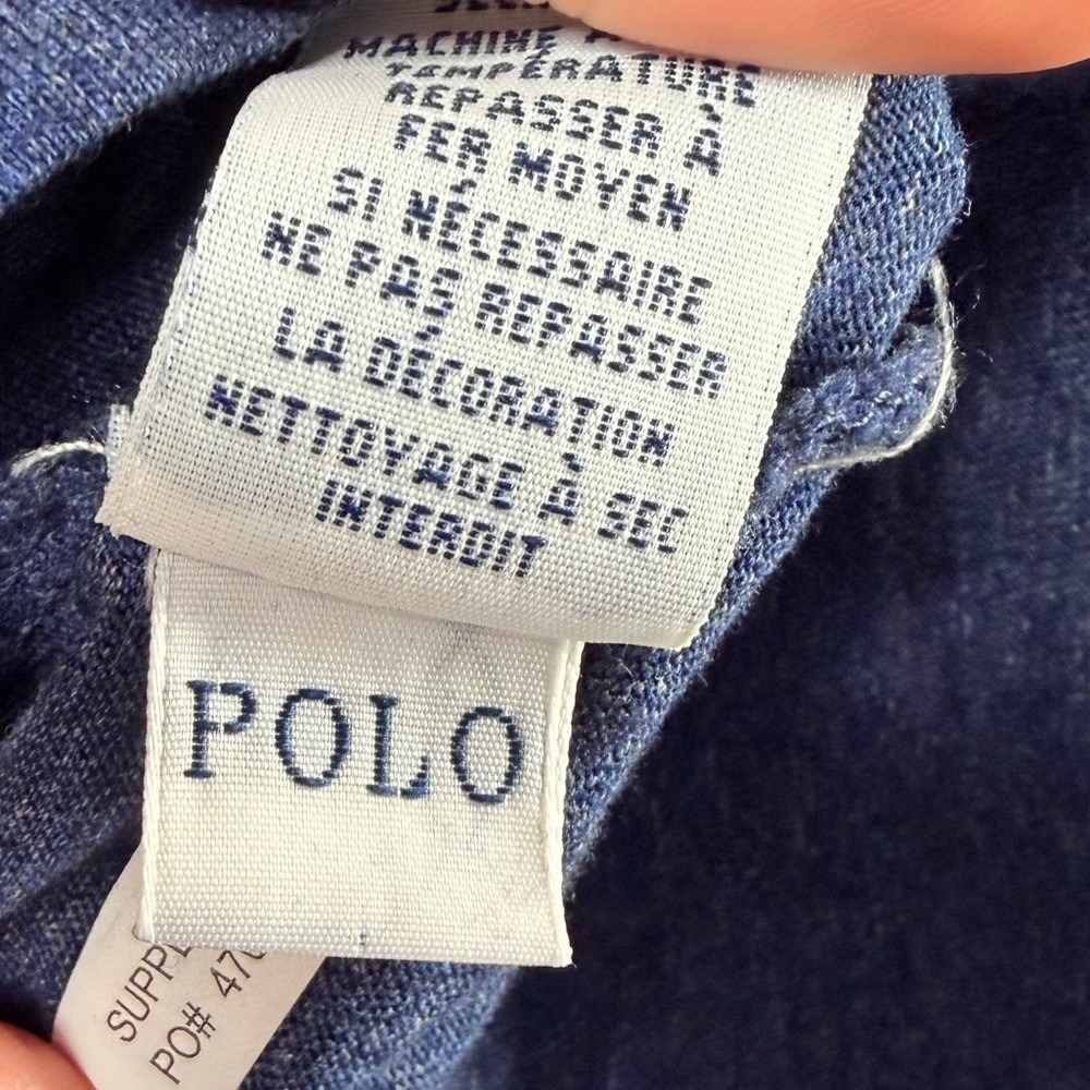 Polo by Ralph Lauren Cotton Long Sleeve Crewneck Shirt in Heathered Blue Size XS - Picture 6 of 6